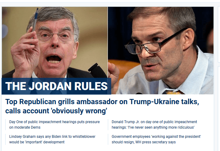 Fox News Online headlines 14th November 2019